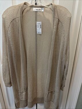 Jones Studio Gold Sparkle Open-Front Knit Cardigan
